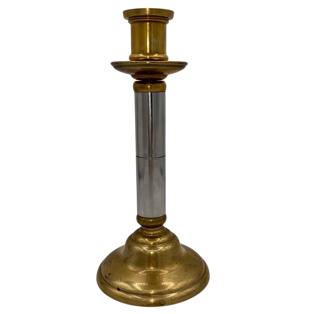 Vintage Brass &‎ Chrome Candlestick Mic-Century Modern MCM Tablescape EVC